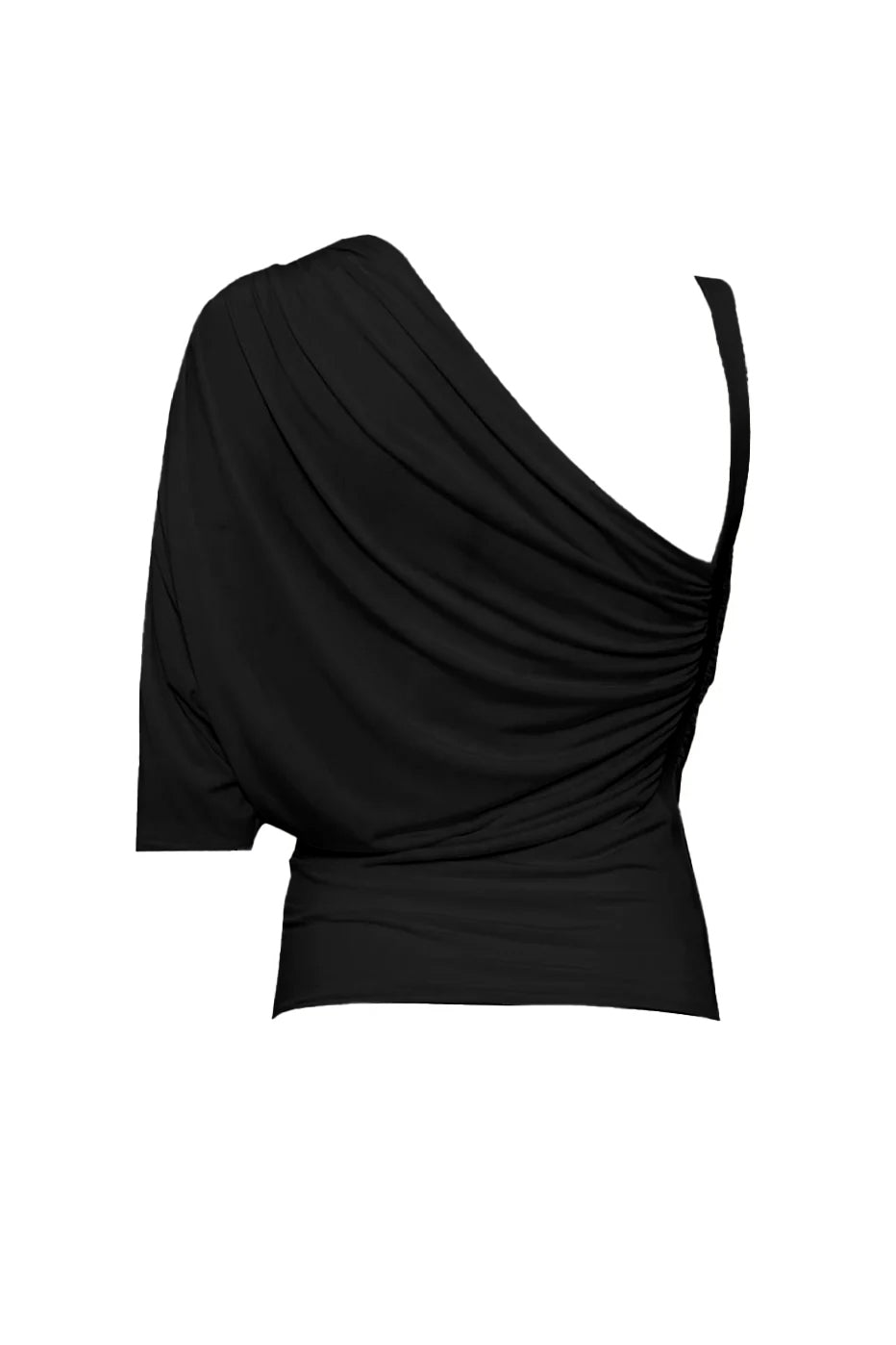 Blusa monospalla drappeggiata con taglio asimmetrico (Proposta)