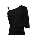 Blusa monospalla drappeggiata con taglio asimmetrico (Proposta)