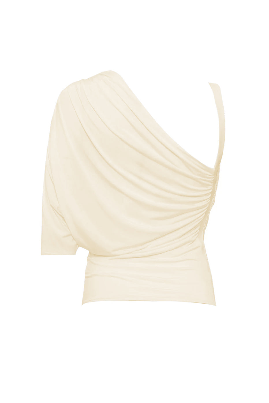 Blusa monospalla drappeggiata con taglio asimmetrico (Proposta)