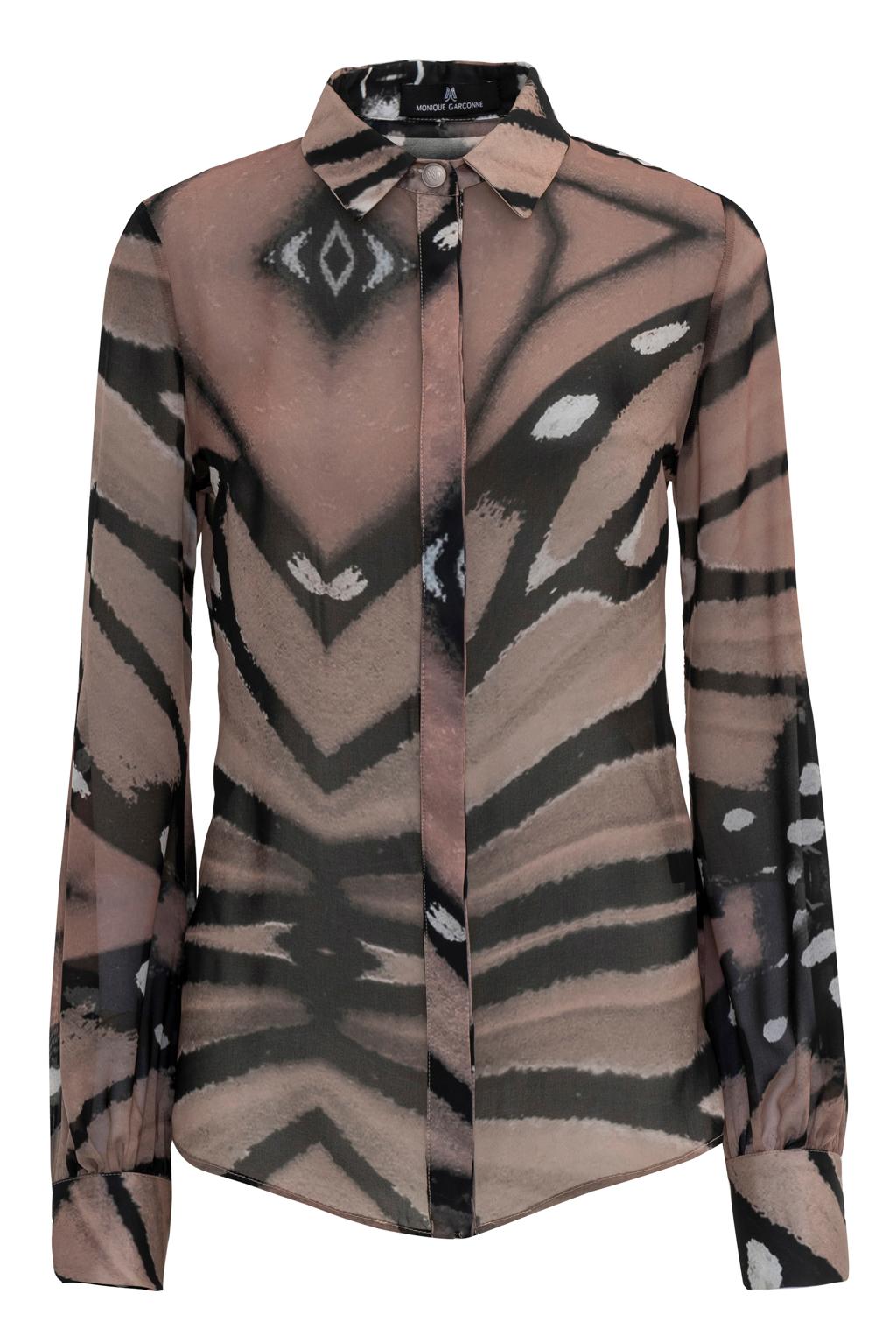 Camicia in georgette e raso stampato - Monique Garçonne