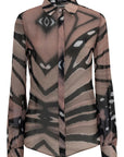 Camicia in georgette e raso stampato - Monique Garçonne