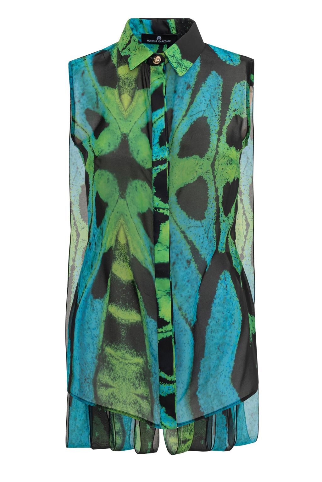 Camicia smanicata in chiffon stampato - Monique Garçonne