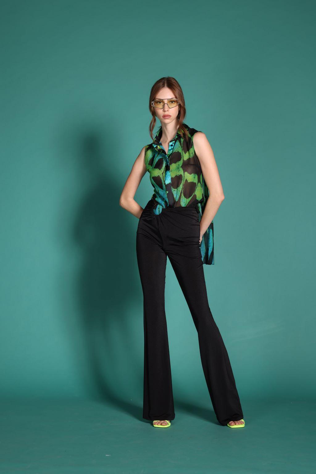 Camicia smanicata in chiffon stampato - Monique Garçonne