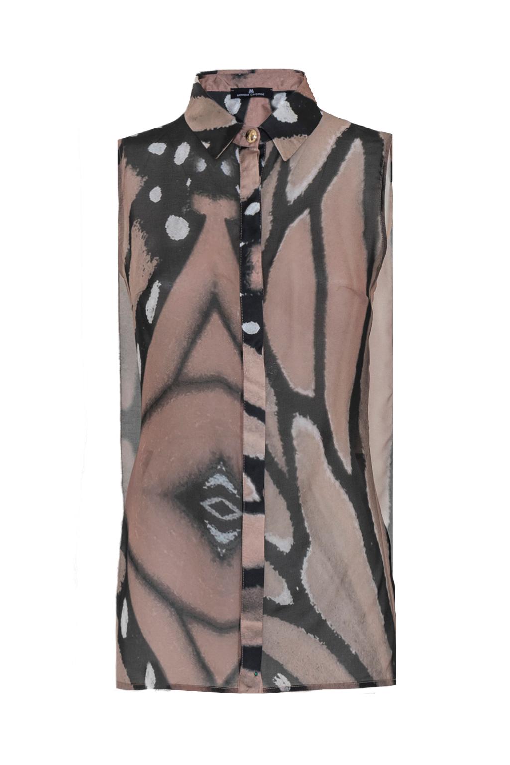 Camicia smanicata in chiffon stampato - Monique Garçonne