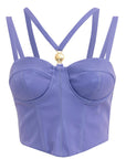 Top bustier in scuba effetto bagnato