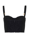 Top crop corsetto in tessuto effetto stropicciato