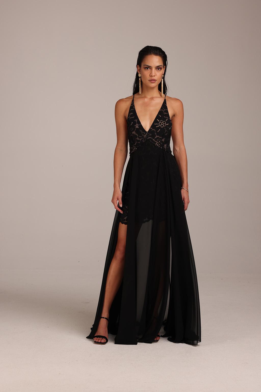 Abito in pizzo di cotone e georgette