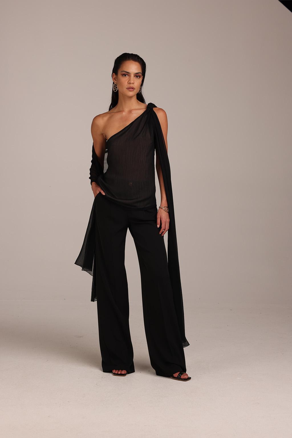 Blusa in georgette goffrata