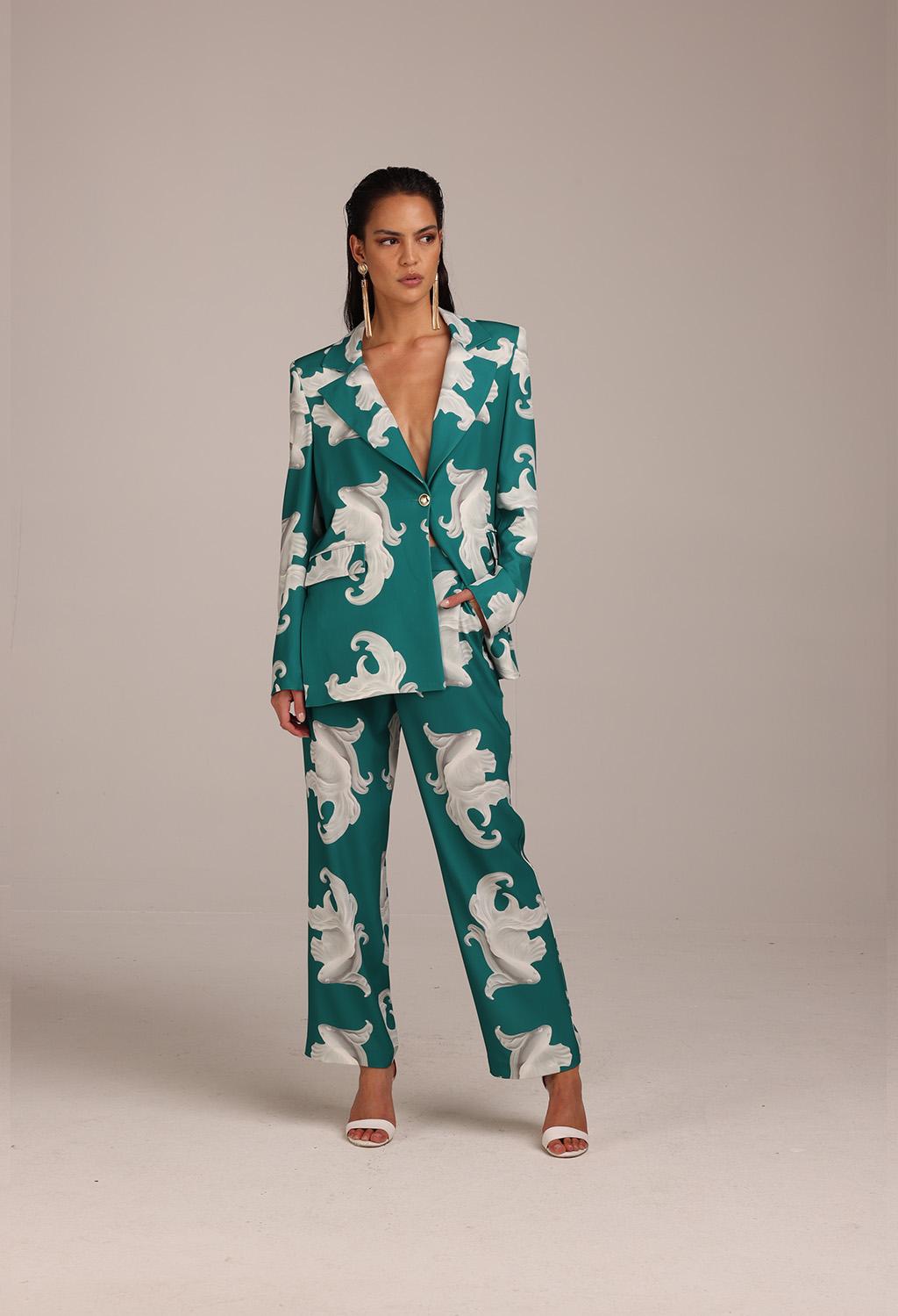 Giacca in fluido crepe stampata