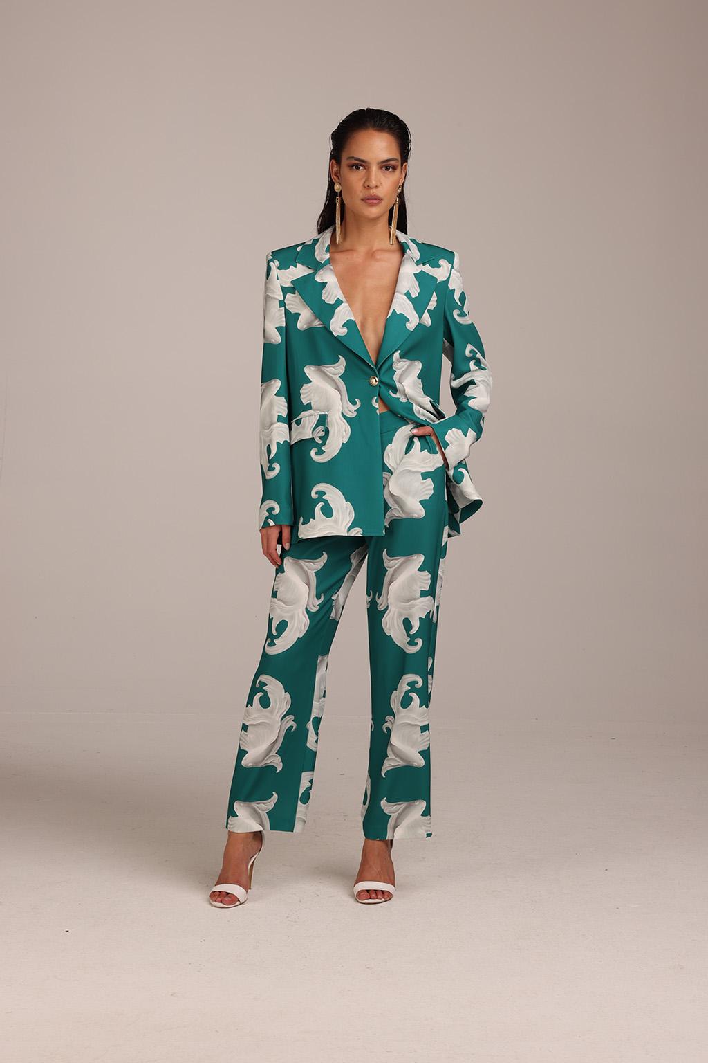 Pantalone in fluido crepe stampato