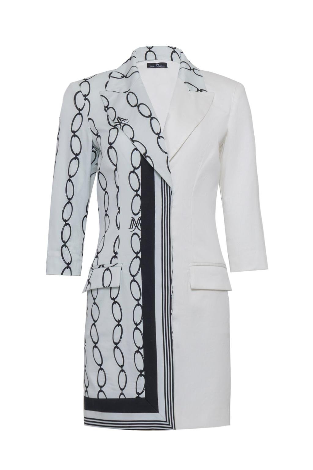 Giacca mini dress con stampa asimmetrica in cotone - Monique Garçonne