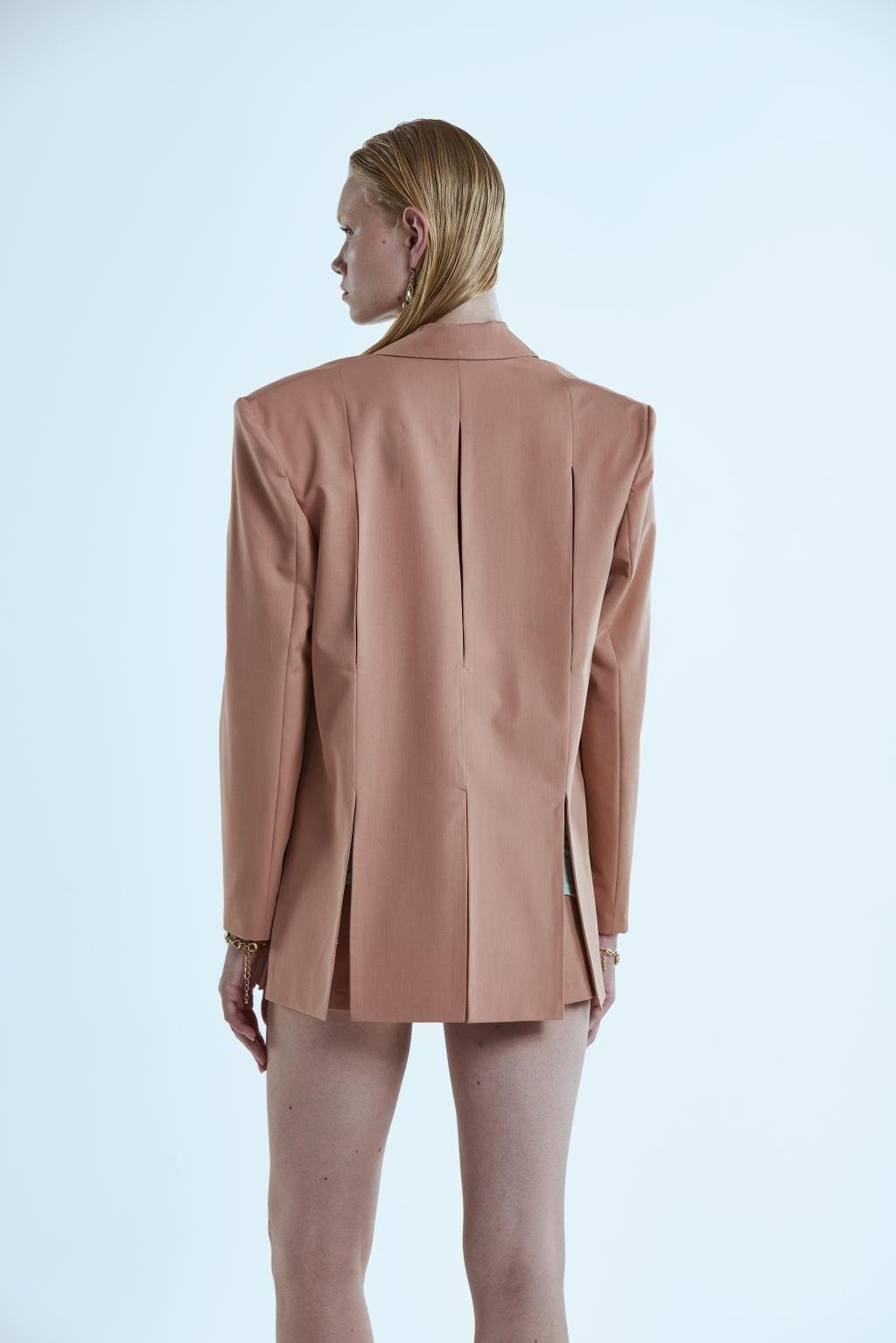Giacca monopetto oversize in poliviscosa con motivi cut - out sul dietro - Monique Garçonne