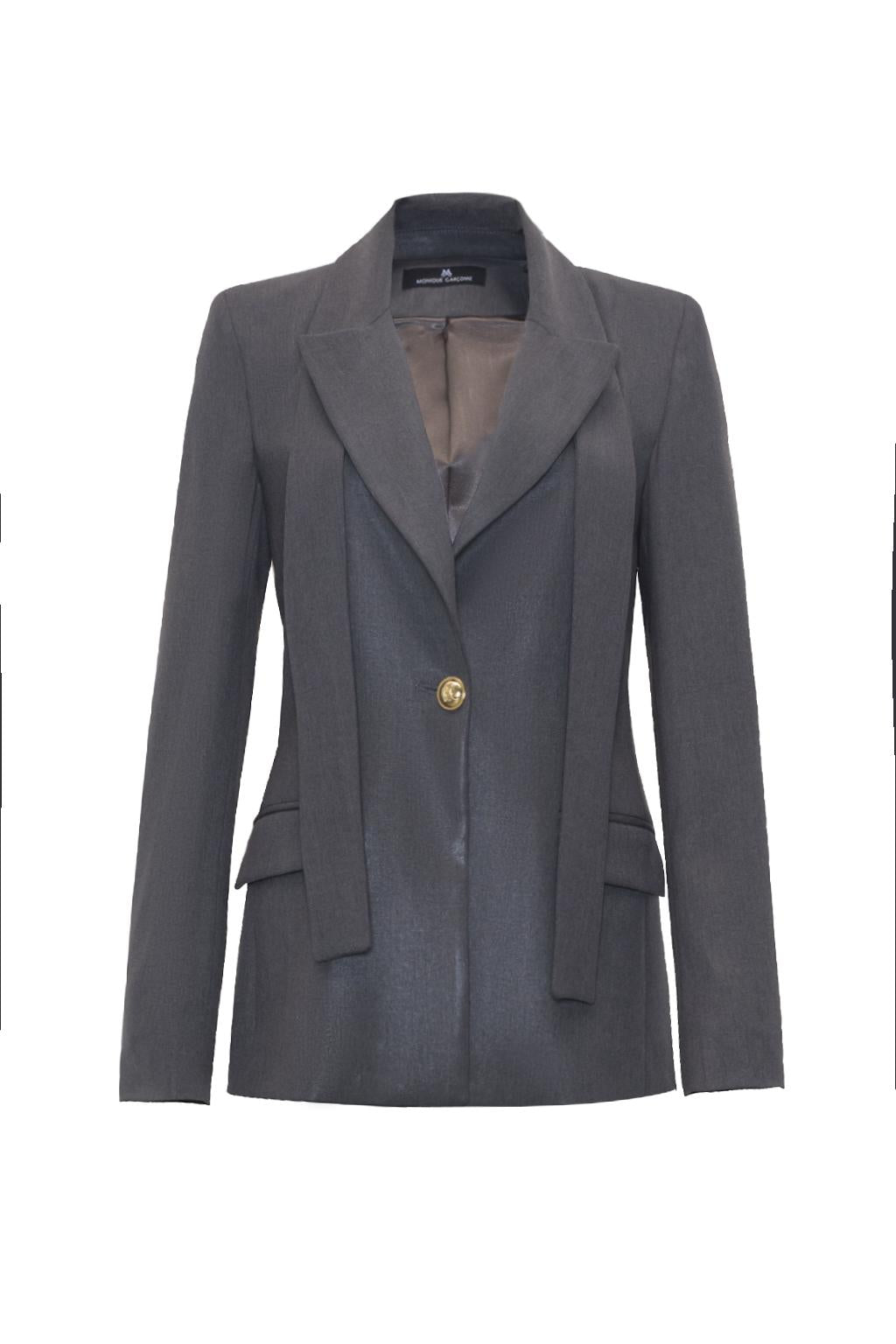 Giacca slim in poliviscosa Laminata - Monique Garçonne