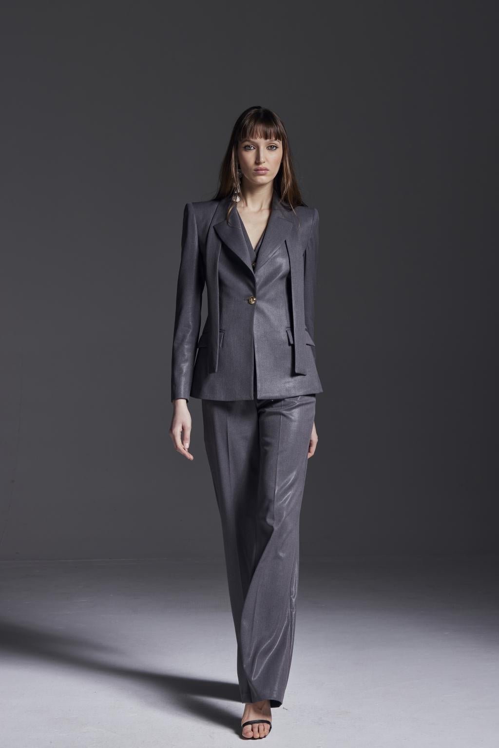 Giacca slim in poliviscosa Laminata - Monique Garçonne