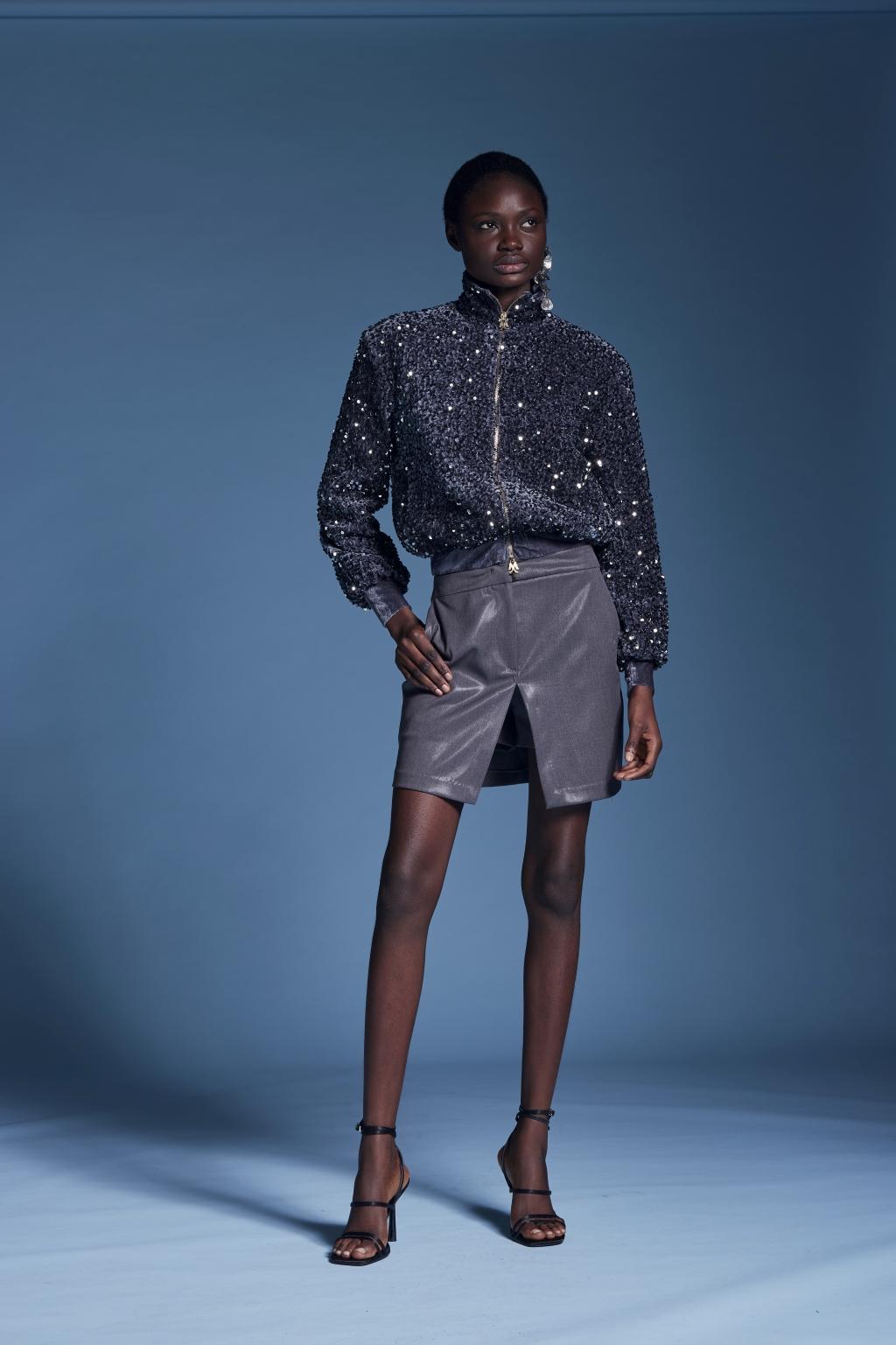 Gonna in poliviscosa laminata - Monique Garçonne