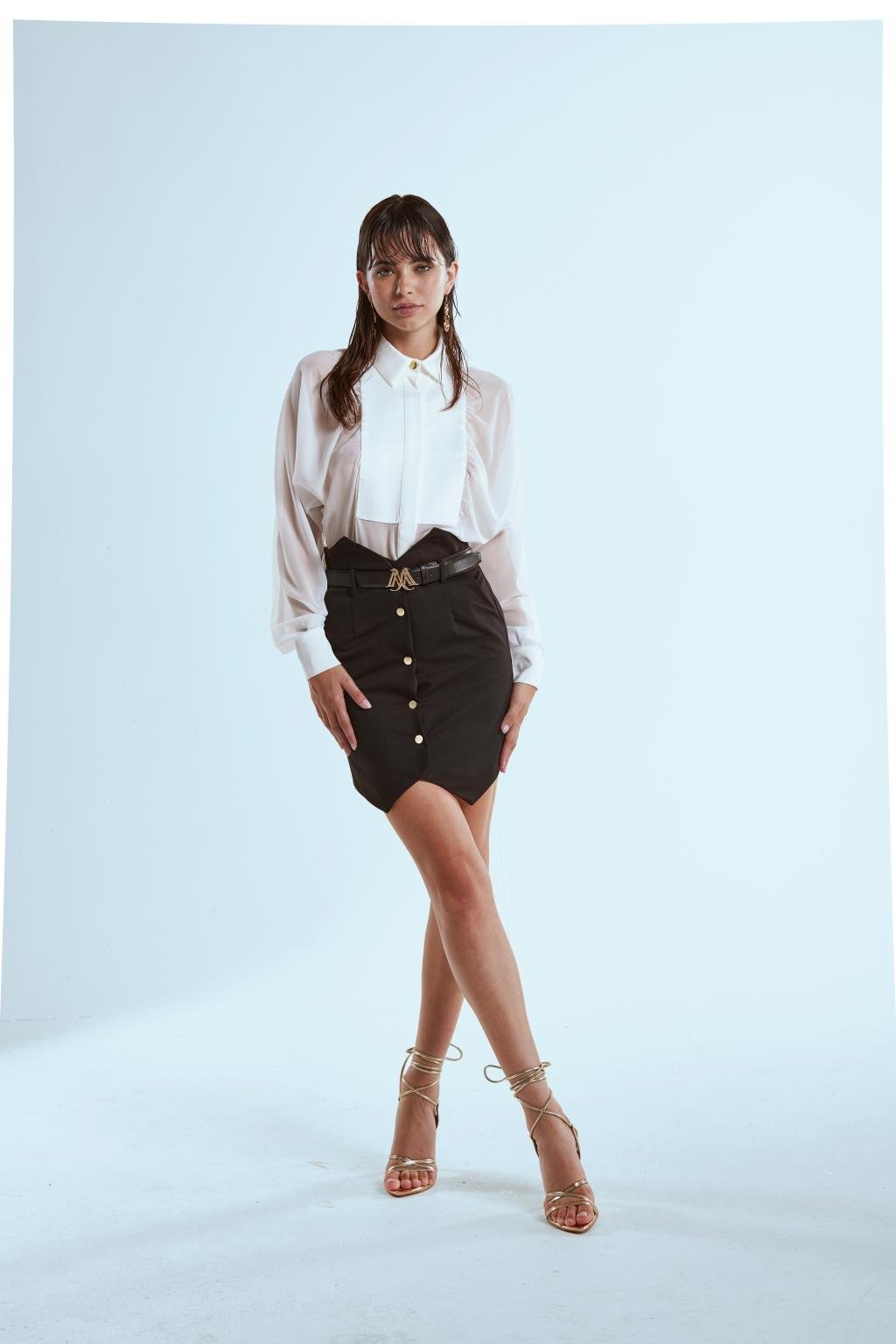 Gonna mini in poliviscosa e satin - Monique Garçonne