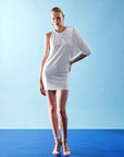 Mini dress asimmetrico in microrete paillettes - Monique Garçonne