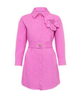 Mini dress camicia con fiore a rilievo in popeline - Monique Garçonne