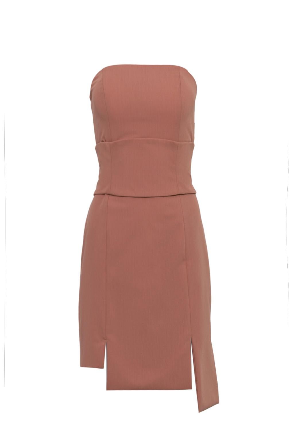 Mini dress decolletè con fondo a pannelli asimmetrici in poliviscosa - Monique Garçonne
