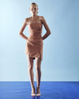 Mini dress decolletè con fondo a pannelli asimmetrici in poliviscosa - Monique Garçonne