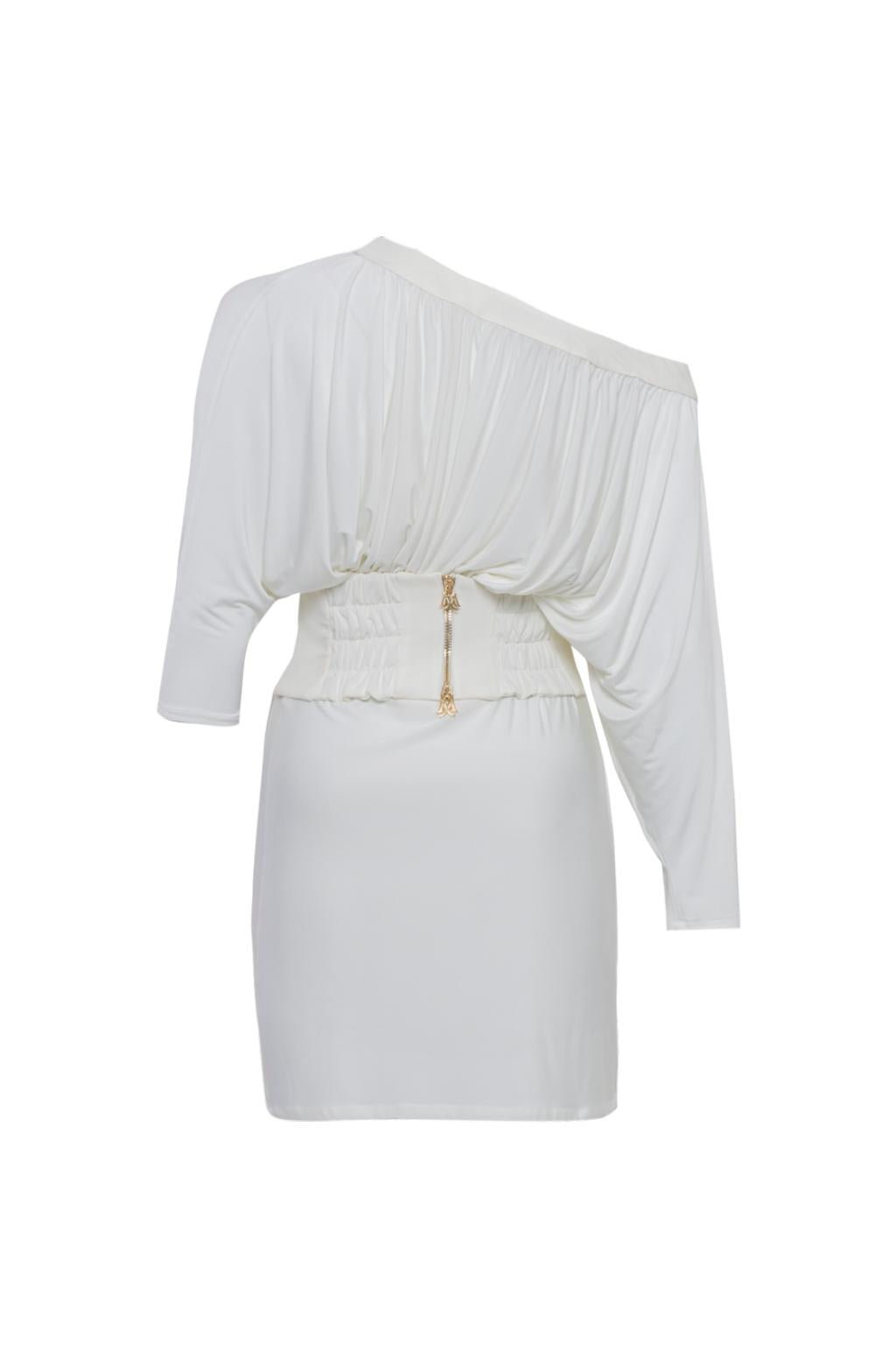 Mini dress drappeggiato con manica pipistrello in jersey - Monique Garçonne