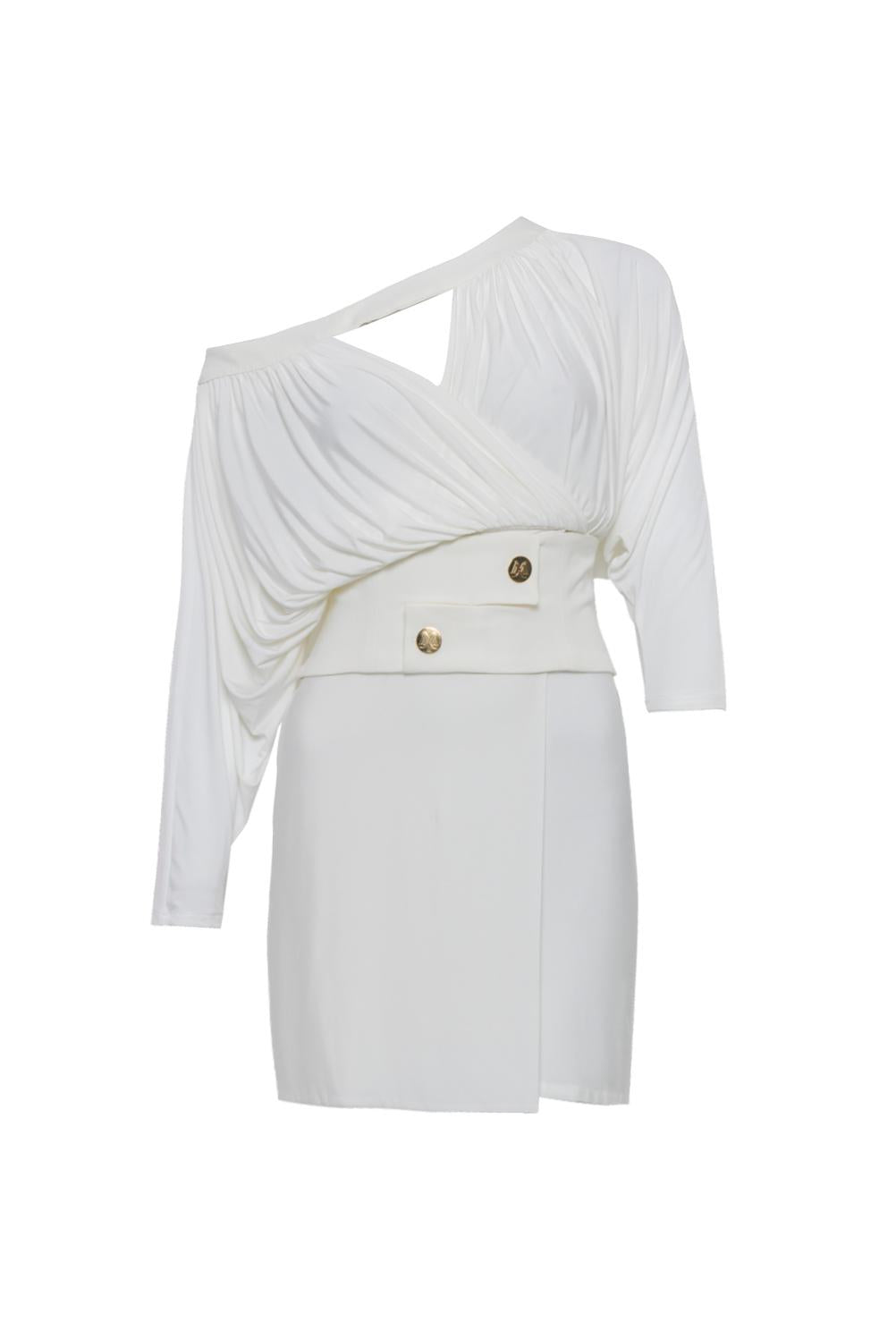 Mini dress drappeggiato con manica pipistrello in jersey - Monique Garçonne