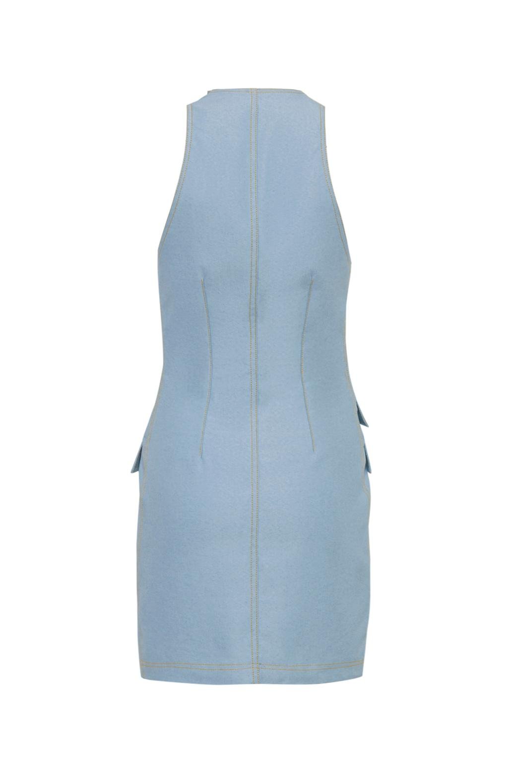 Mini dress gilet in tela denim - Monique Garçonne