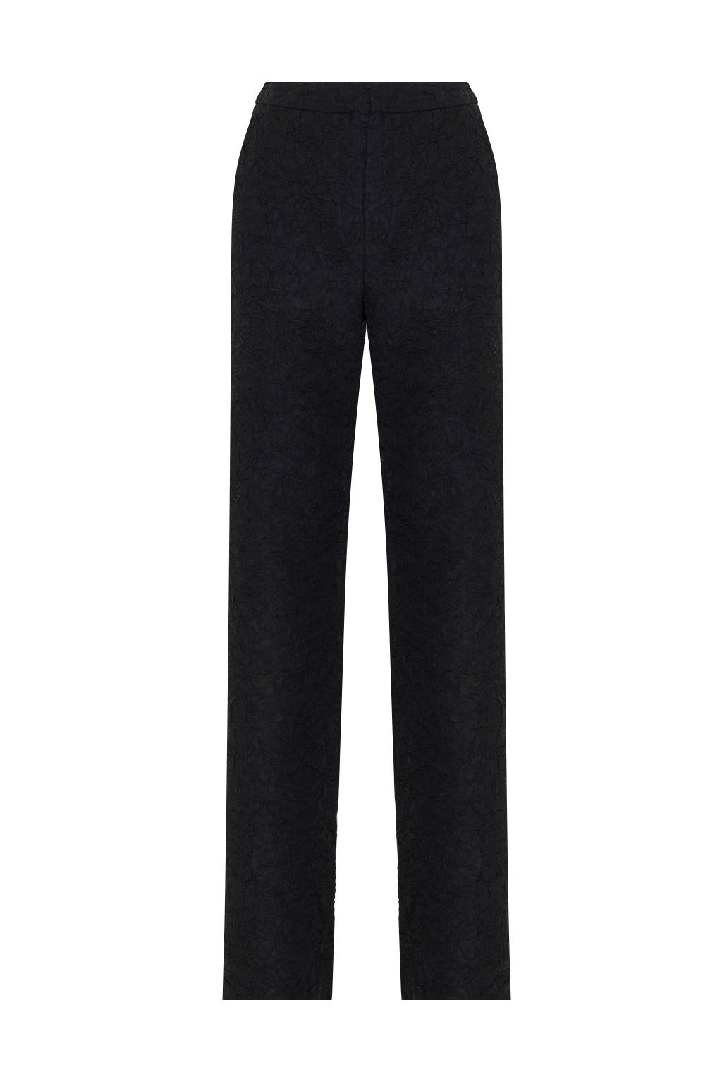 Pantalone dalla linea a palazzo in tessuto effetto stropicciato. - Monique Garçonne