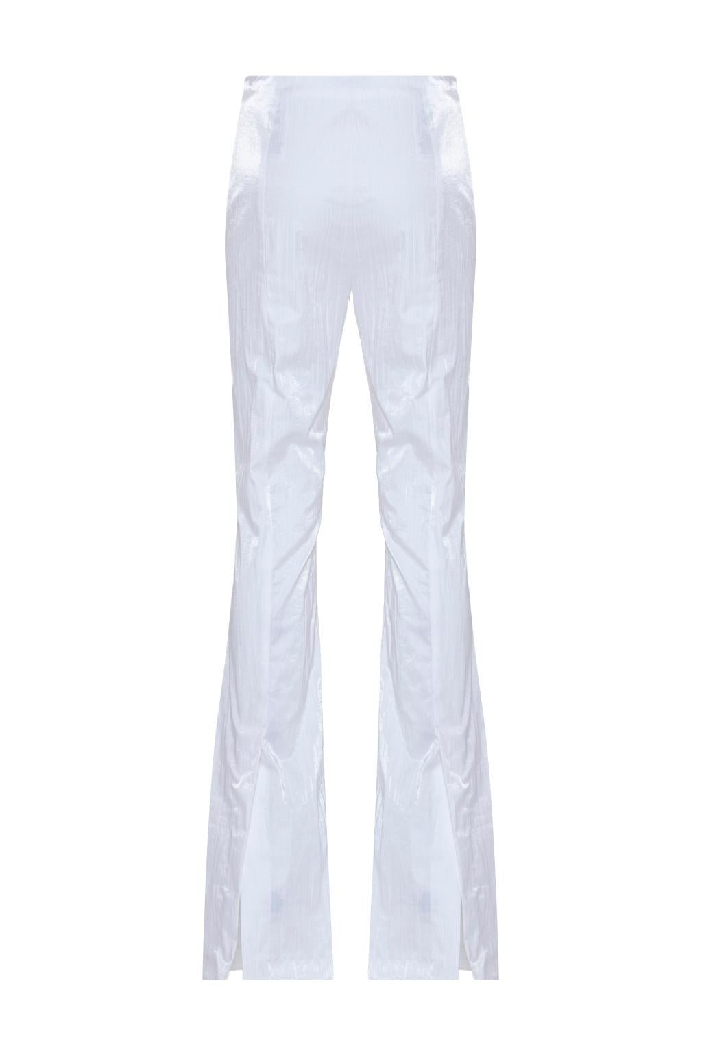 Pantalone dalla linea a zampetta in raso elastico operato - Monique Garçonne