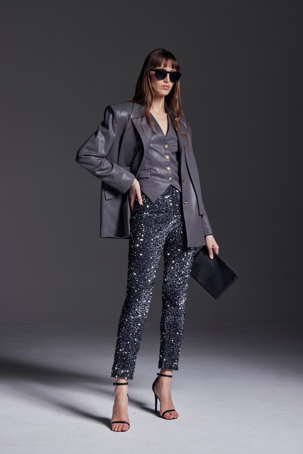 Pantalone in ciniglia paillettes - Monique Garçonne