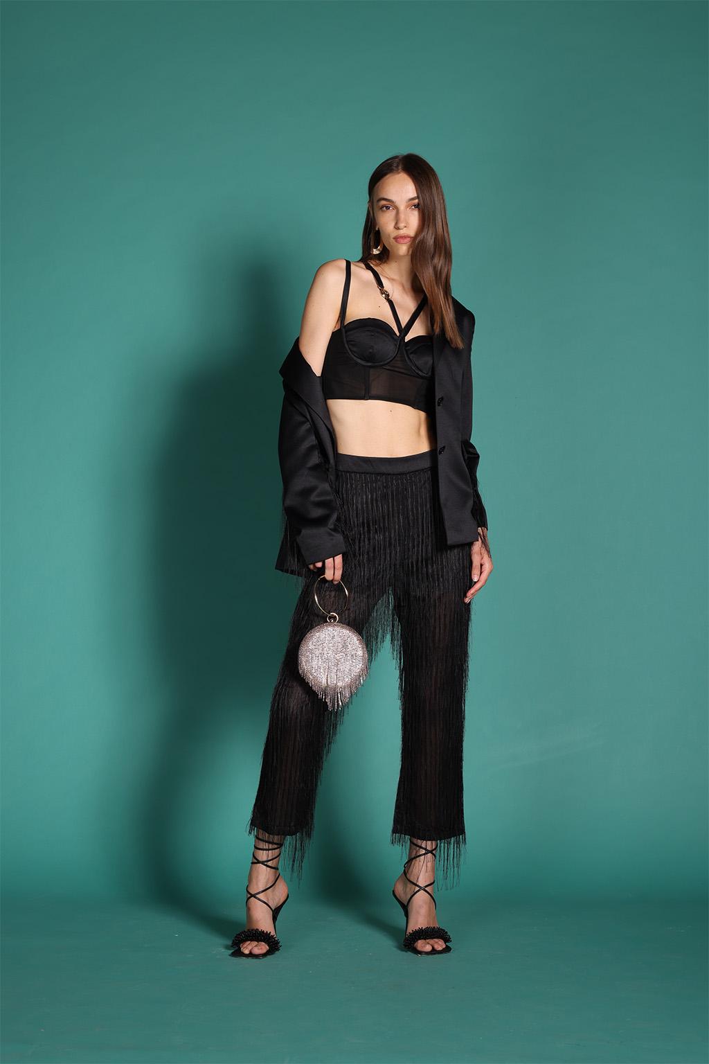 Pantalone in fil coupé su base organza - Monique Garçonne