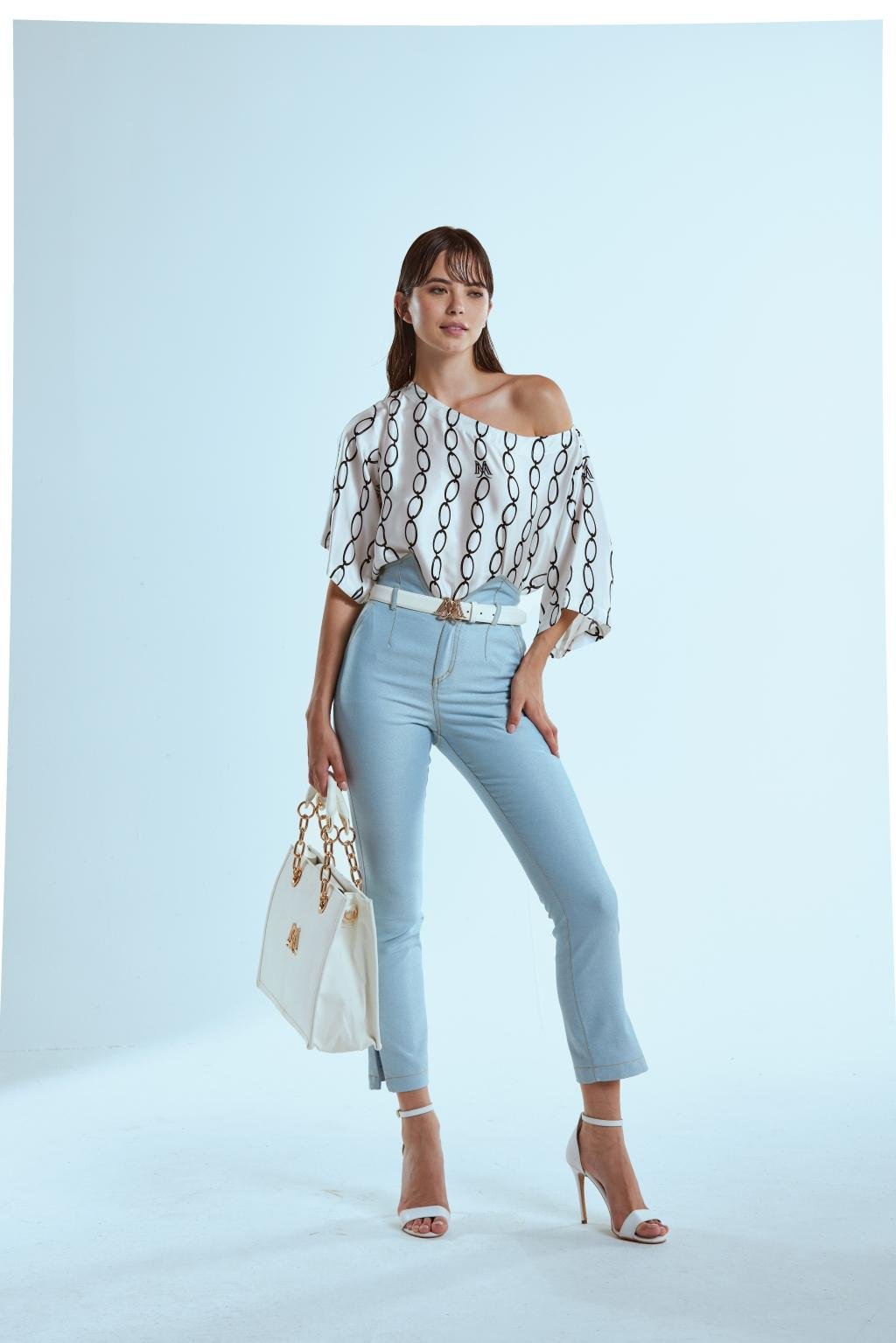 Pantalone slim in tela denim - Monique Garçonne