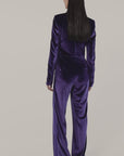 Tuta smoking a maniche lunghe in velluto elastico