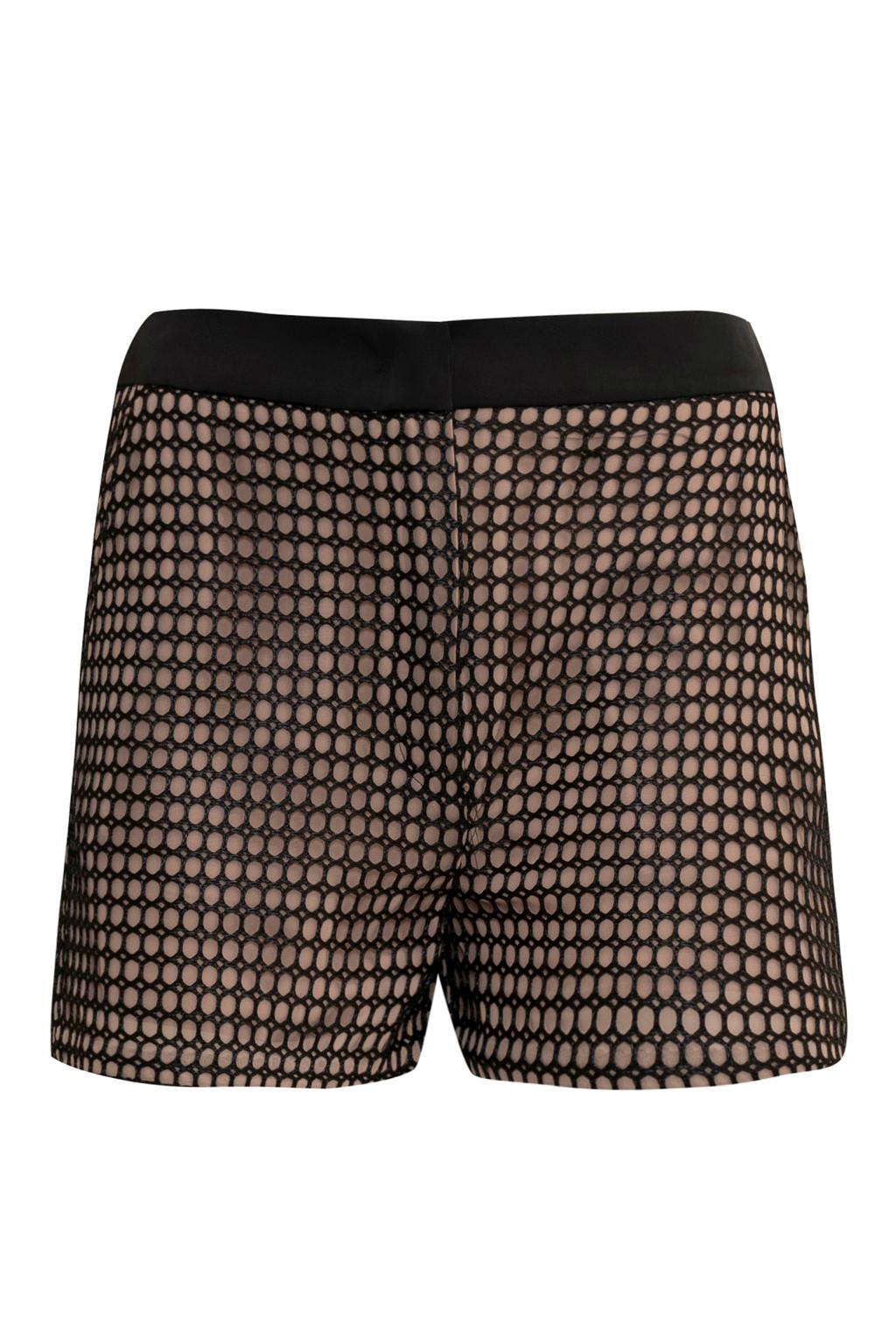 Shorts in rete accoppiata con georgette effetto nudo - Monique Garçonne