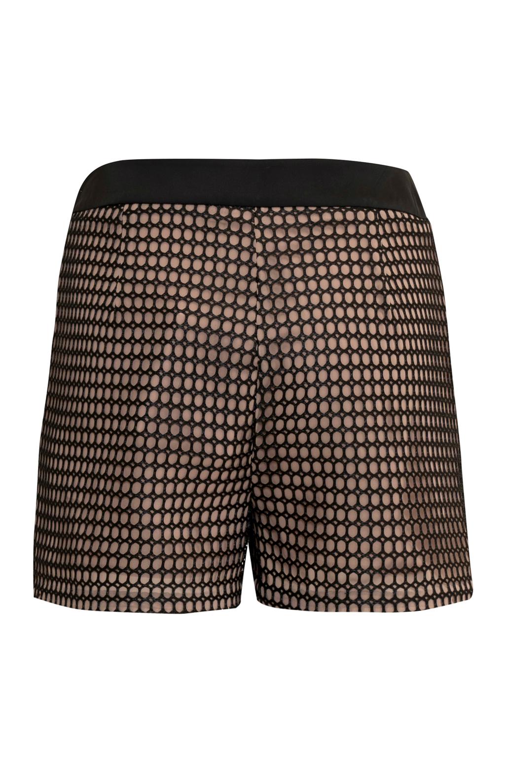 Shorts in rete accoppiata con georgette effetto nudo - Monique Garçonne