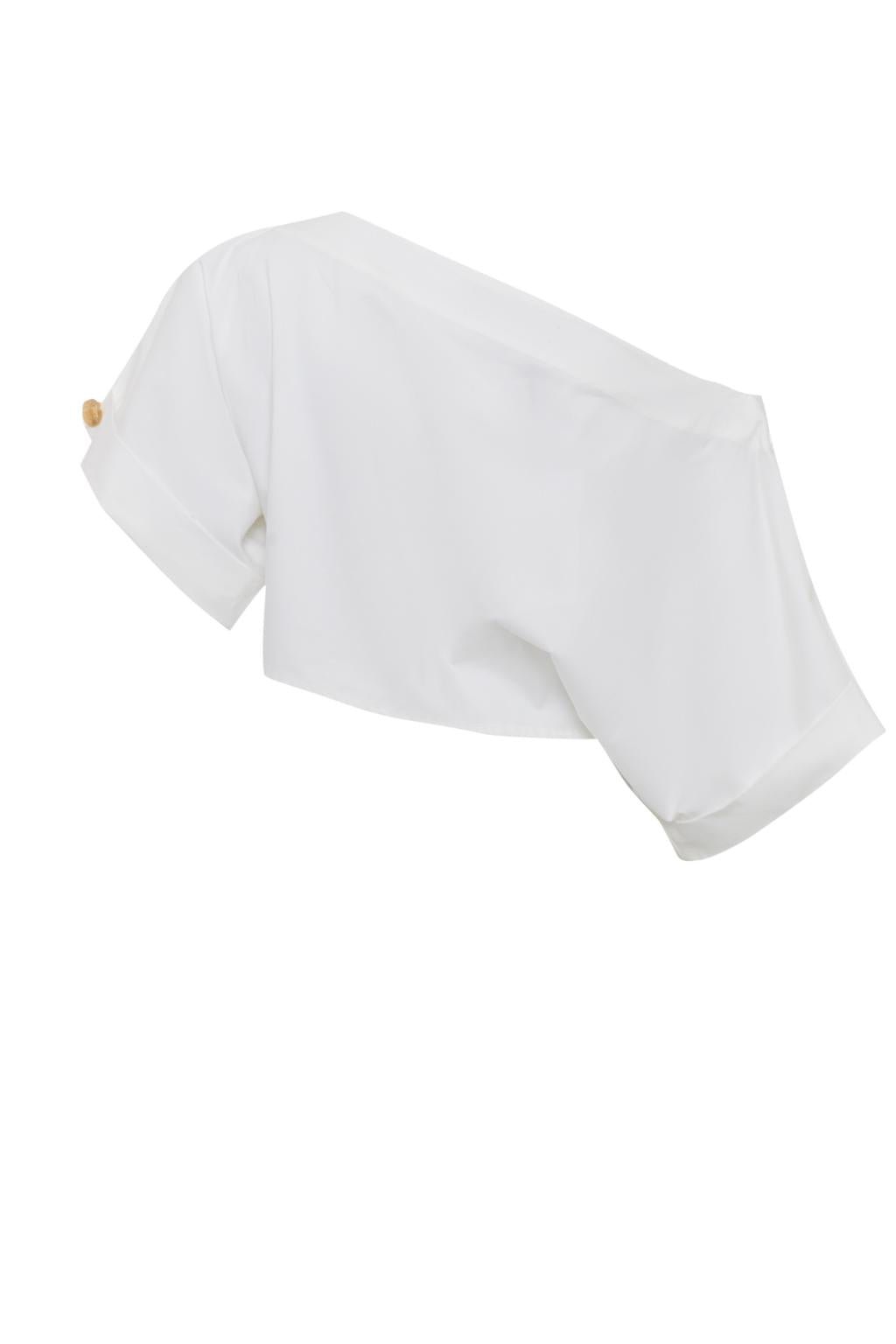 Top scollo a barca in popeline di cotone - Monique Garçonne